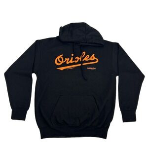 Baltimore Orioles Hoodie Men's Medium Black Mitchell & Ness Sweatshirt MLB NEW